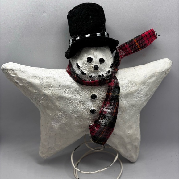 SALE-Christmas tree topper-Smowman-Star- paper mache/Primative/Farmhouse/Whim… - Picture 4 of 10